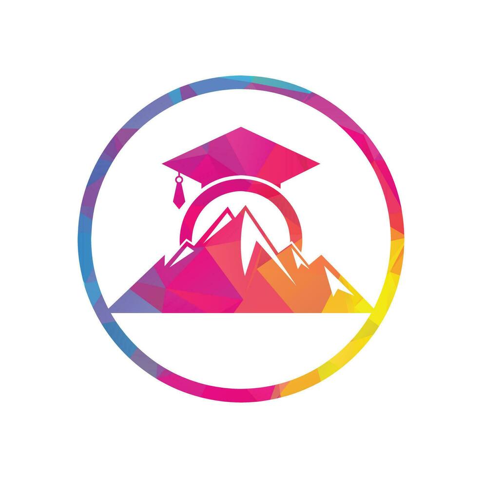 Mountain education logo design icon template. Mountain education cap logo design inspiration vector