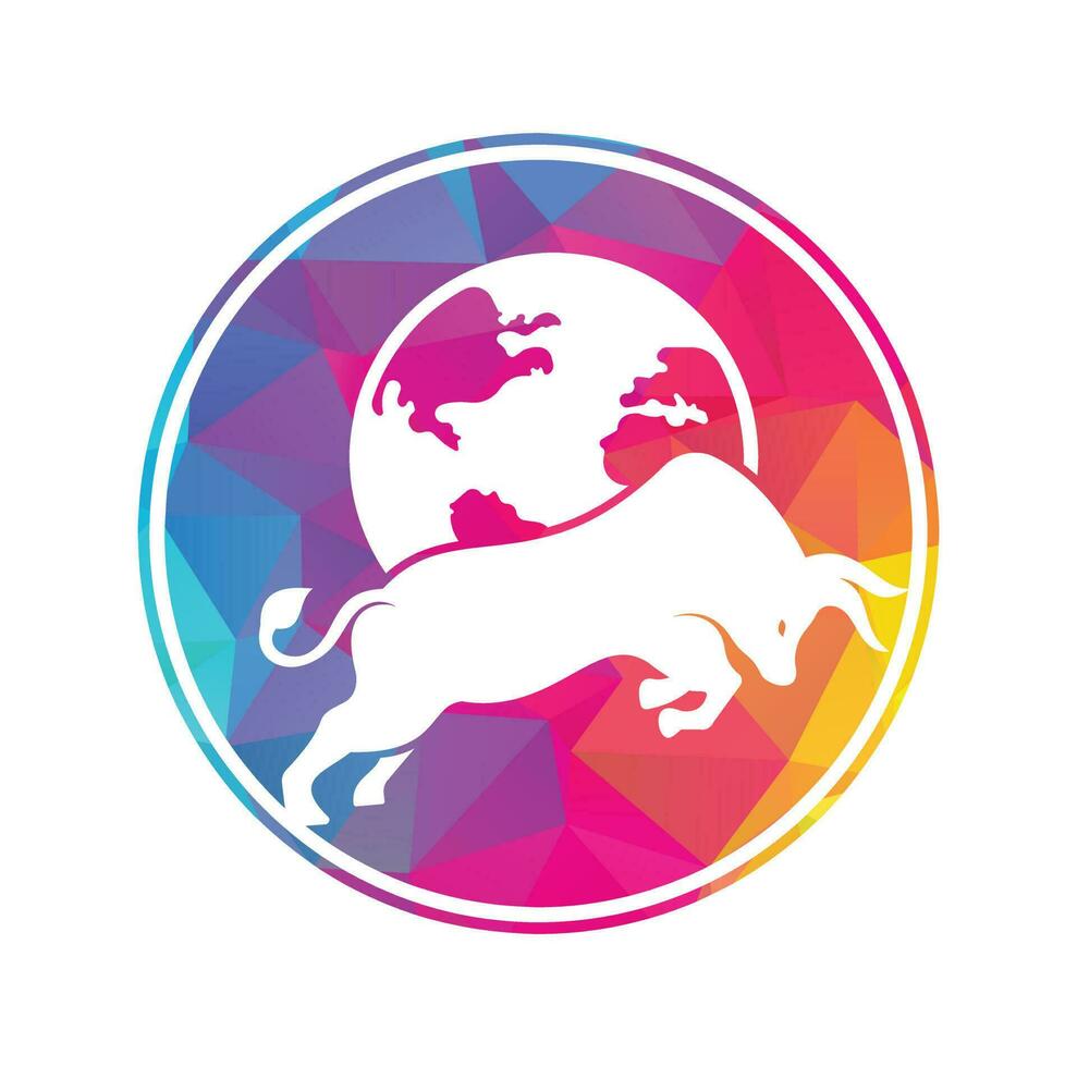 Globe bull vector logo icon design. Word and Bull logo design icon vector.