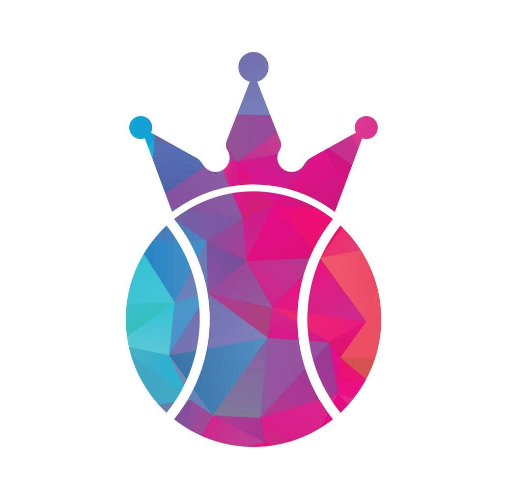 diseño del logotipo vectorial del rey del tenis. plantilla de diseño de icono de corona y pelota de tenis. vector