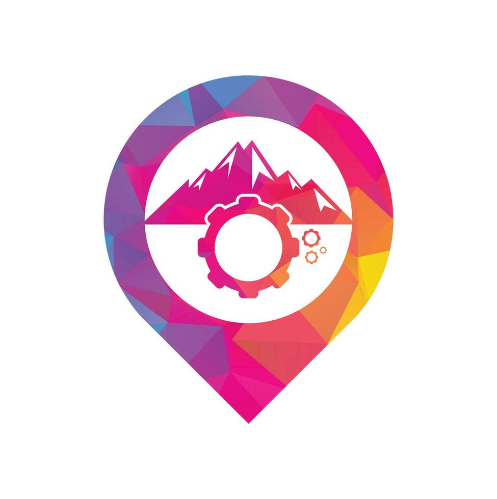 Mountain gear logo icon design. vector