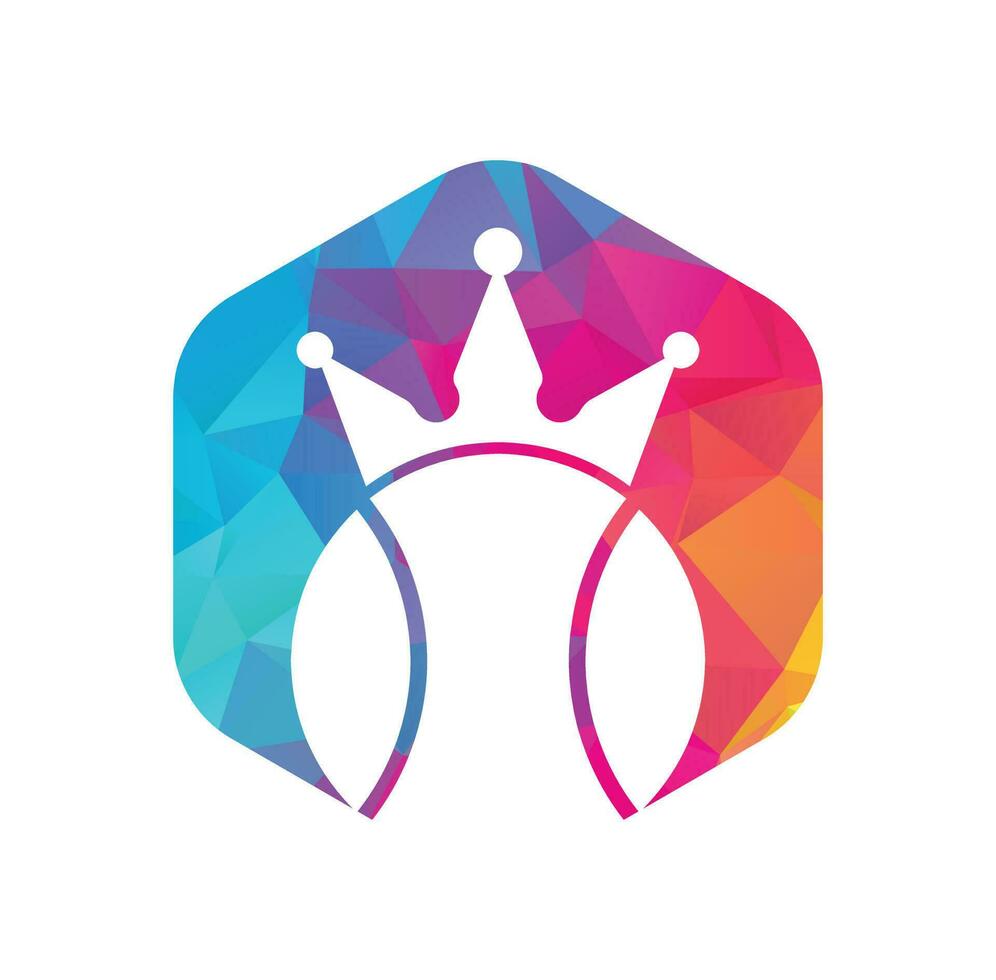diseño del logotipo vectorial del rey del tenis. plantilla de diseño de icono de corona y pelota de tenis. vector