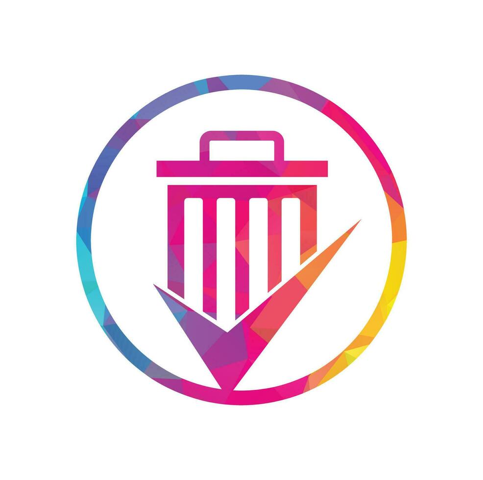 Check trash vector logo template. Good trash vector logo template. Tick bin logo icon vector logo.