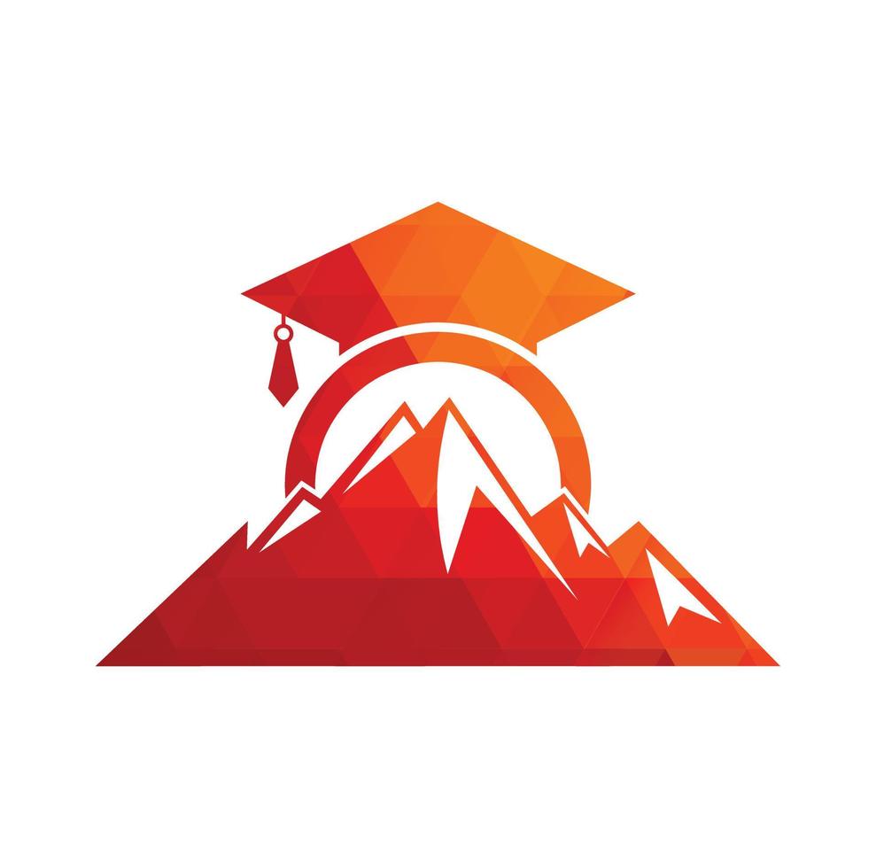 Mountain education logo design icon template. Mountain education cap