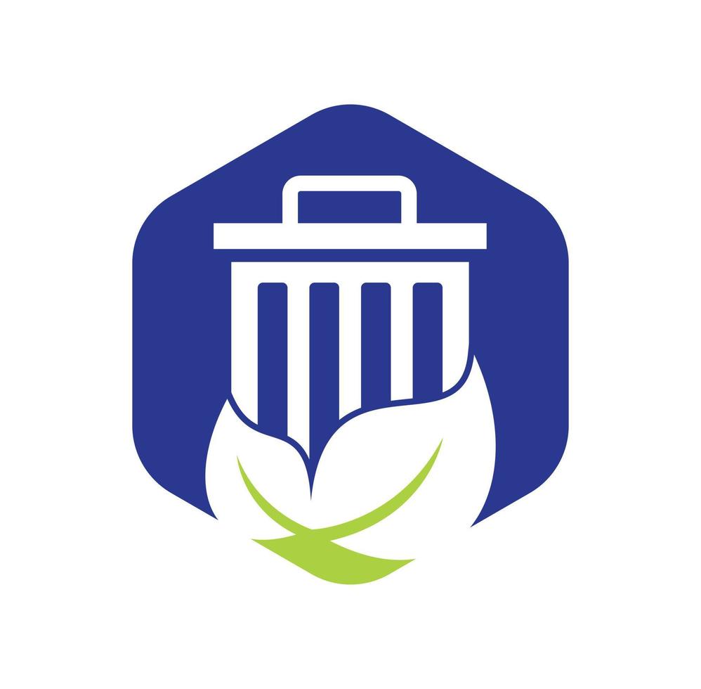 Leaf trash vector logo design icon. Trash vector logo template.