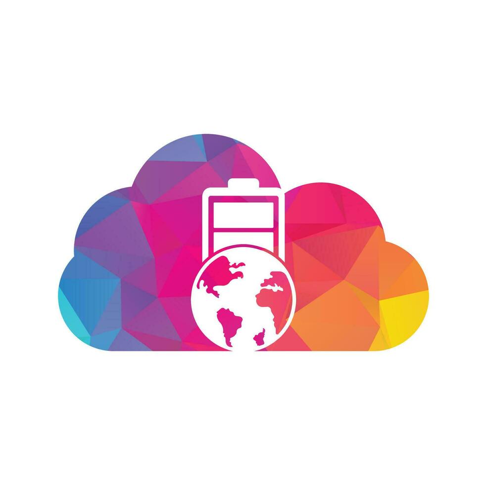 Globe battery cloud shape concept logo icon design. Global energy vector logo design template.