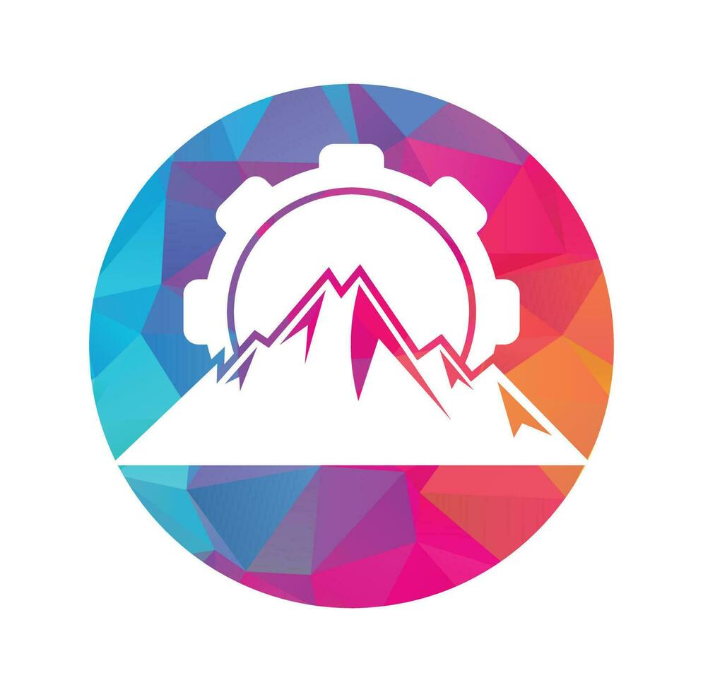 Mountain gear logo icon design. vector