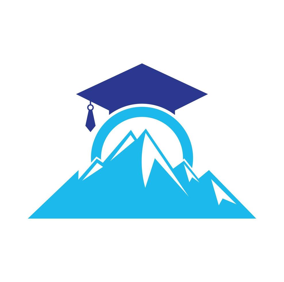 Mountain education logo design icon template. Mountain education cap logo design inspiration vector