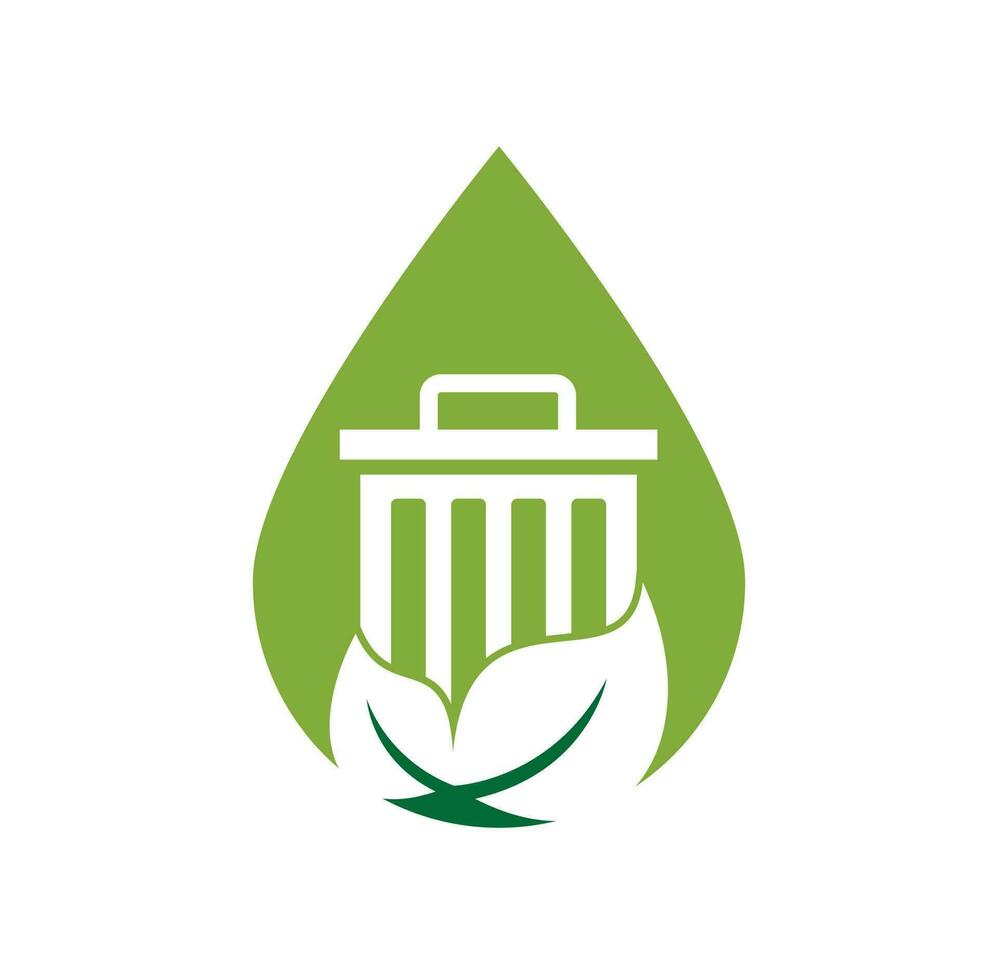 hoja basura gota forma concepto vector logo diseño icono. plantilla de logotipo de vector de basura.