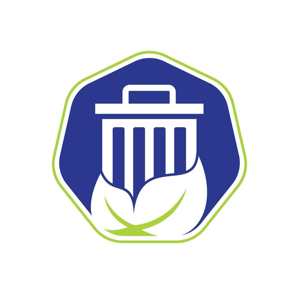 Leaf trash vector logo design icon. Trash vector logo template.