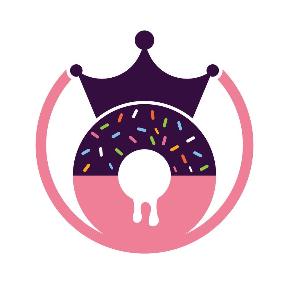 Bakery king vector logo design. Donut with king crown icon logo design.