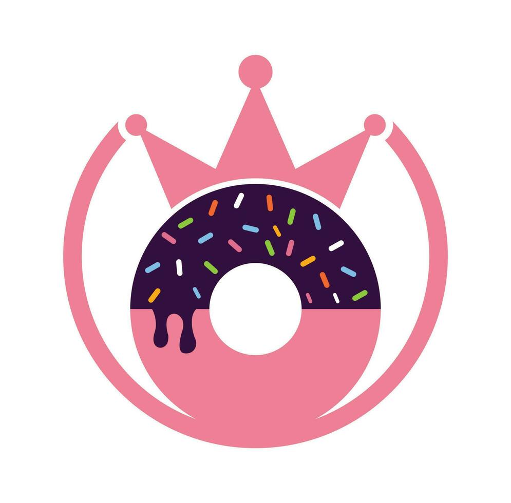 diseño del logotipo vectorial del rey de la panadería. donut con el diseño del logotipo del icono de la corona del rey. vector