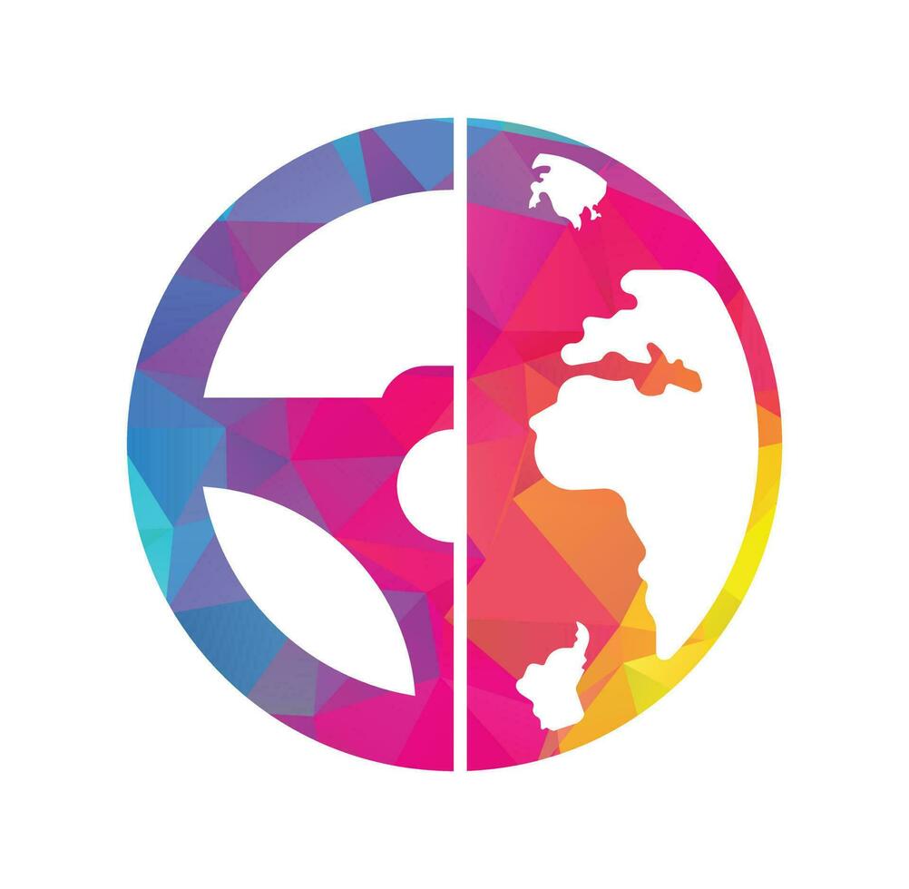 conducir el diseño del logotipo del vector mundial. volante y símbolo o icono mundial.