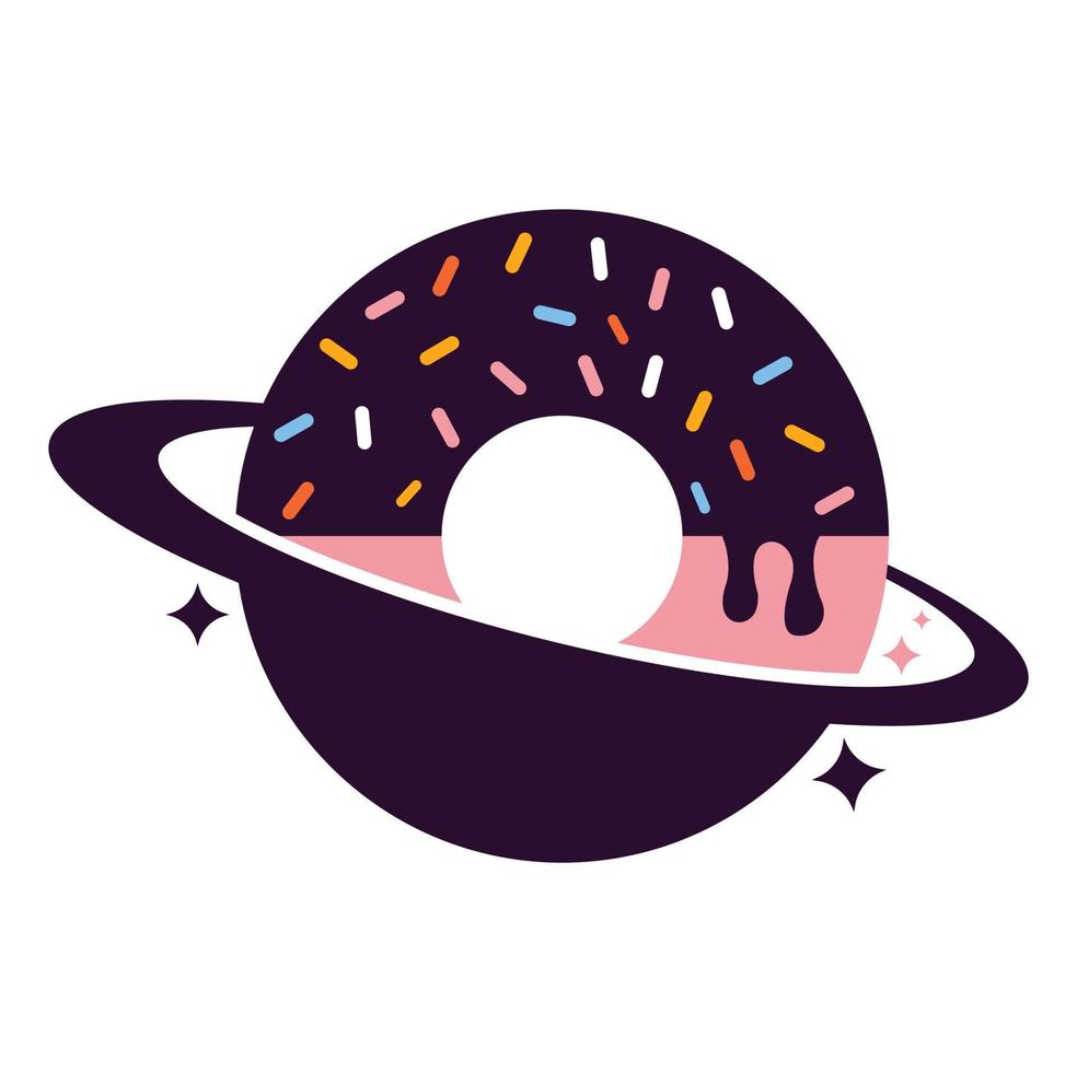 diseño de plantilla de logotipo de donuts de planeta. plantilla de diseño de logotipo de panadería única. vector