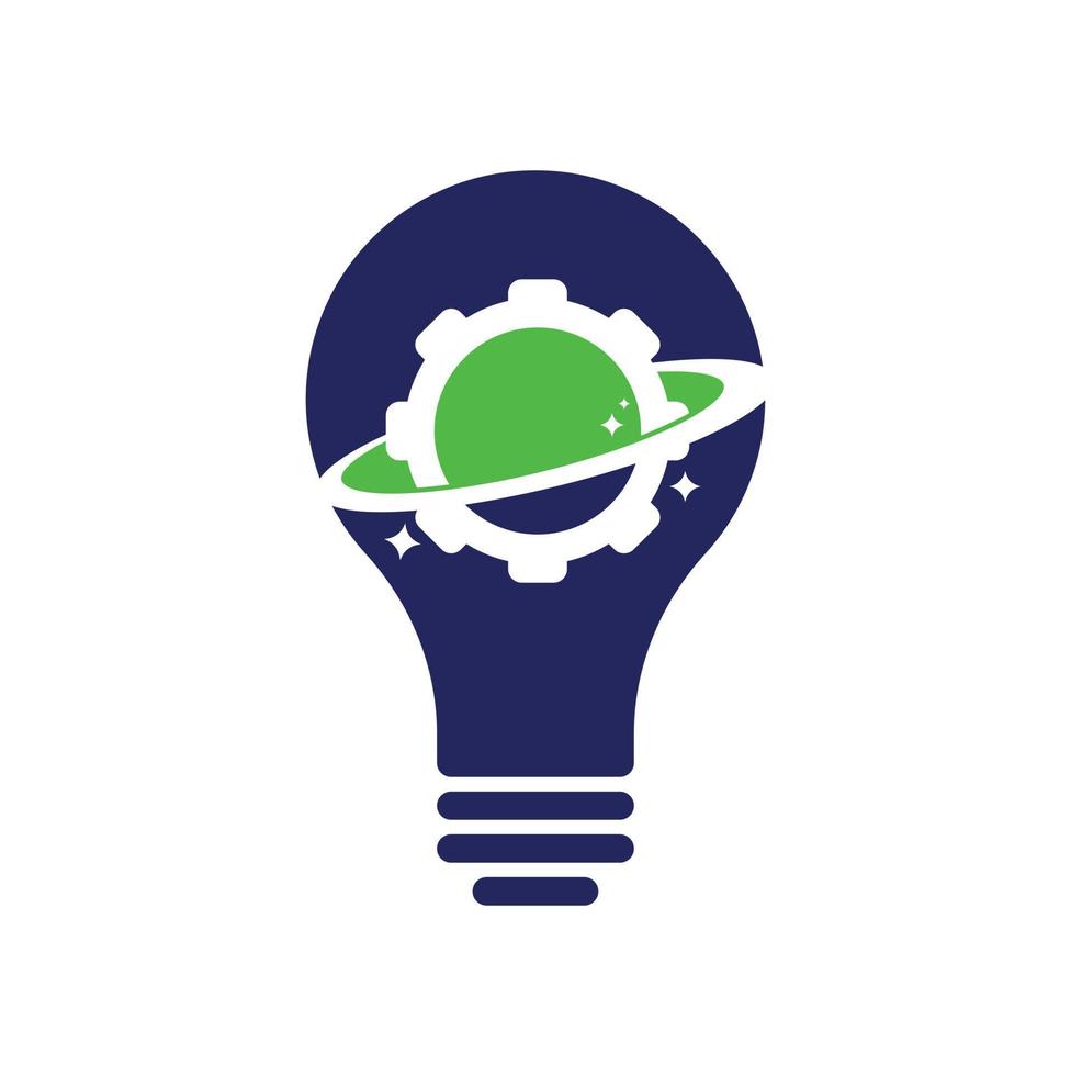 Planet gear bulb shape concept logo icon vector. Gear Planet Icon Logo Design Element vector