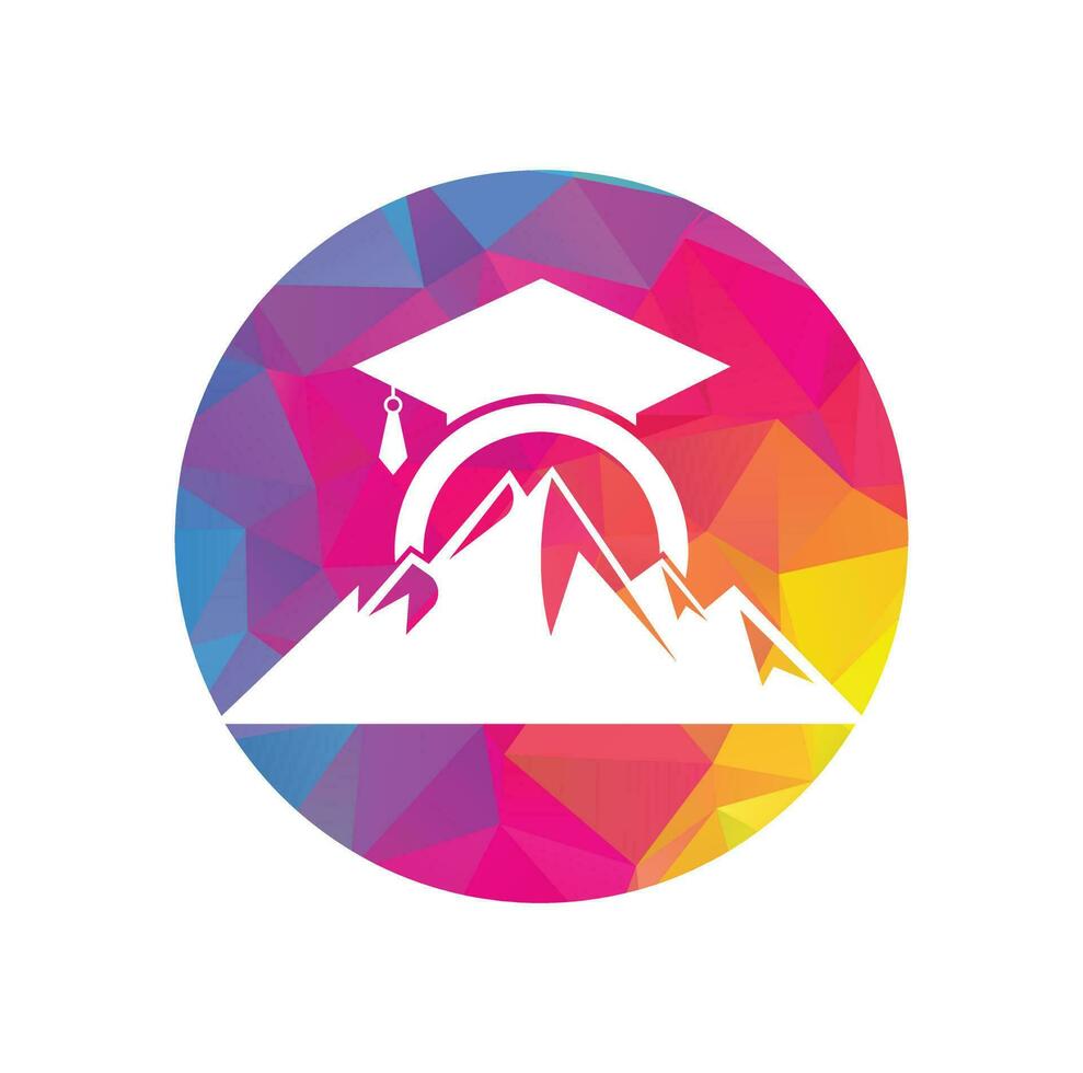 Mountain education logo design icon template. Mountain education cap logo design inspiration vector