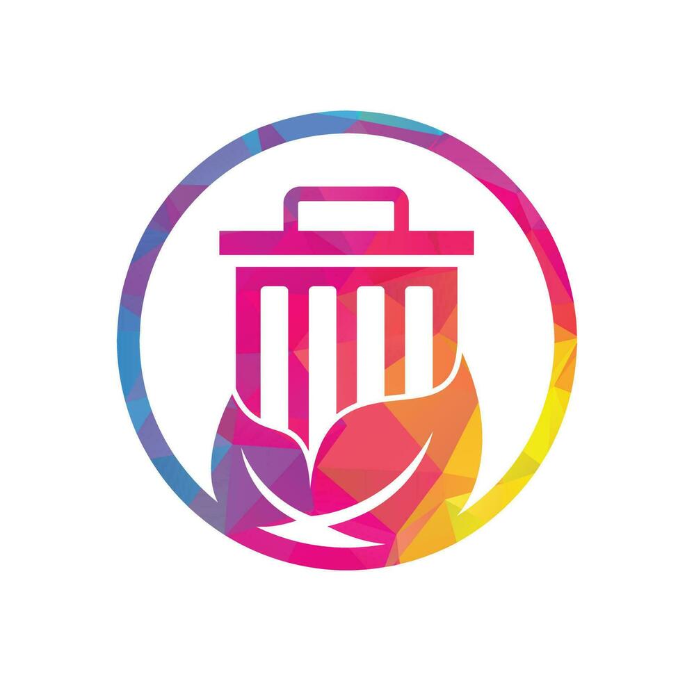 Leaf trash vector logo design icon. Trash vector logo template.