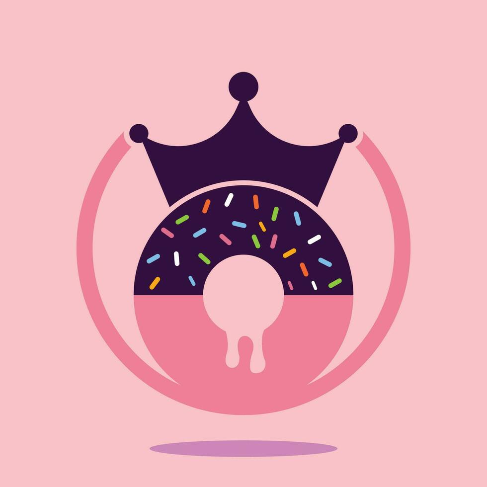 Bakery king vector logo design. Donut with king crown icon logo design.