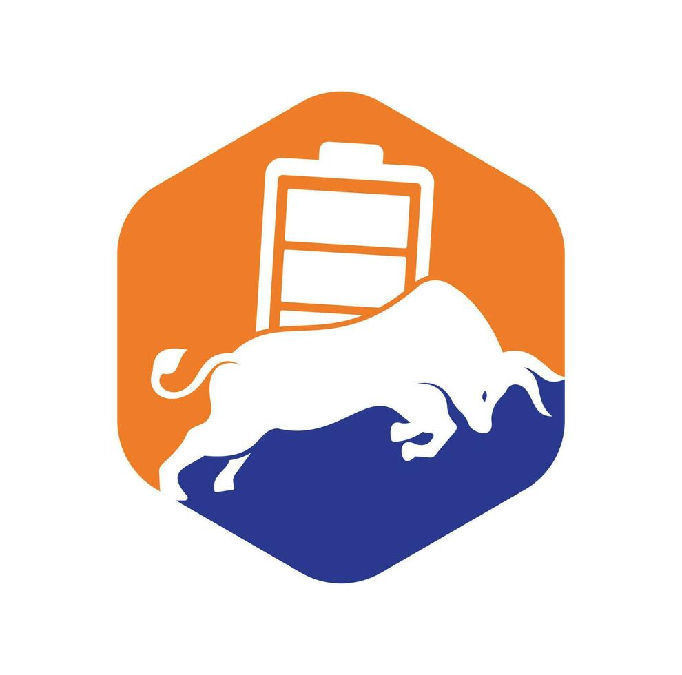 plantilla de diseño de logotipo de vector de batería de toro. concepto de logotipo de energía fuerte.