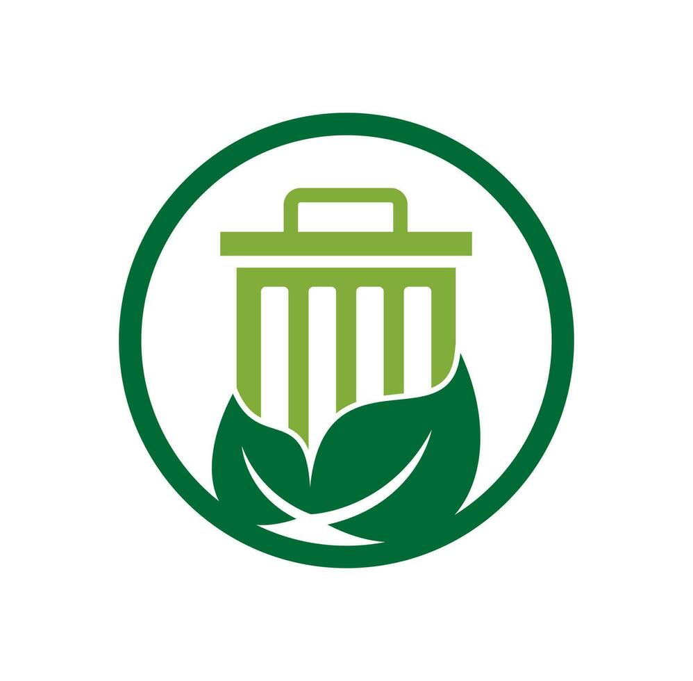 Leaf trash vector logo design icon. Trash vector logo template.