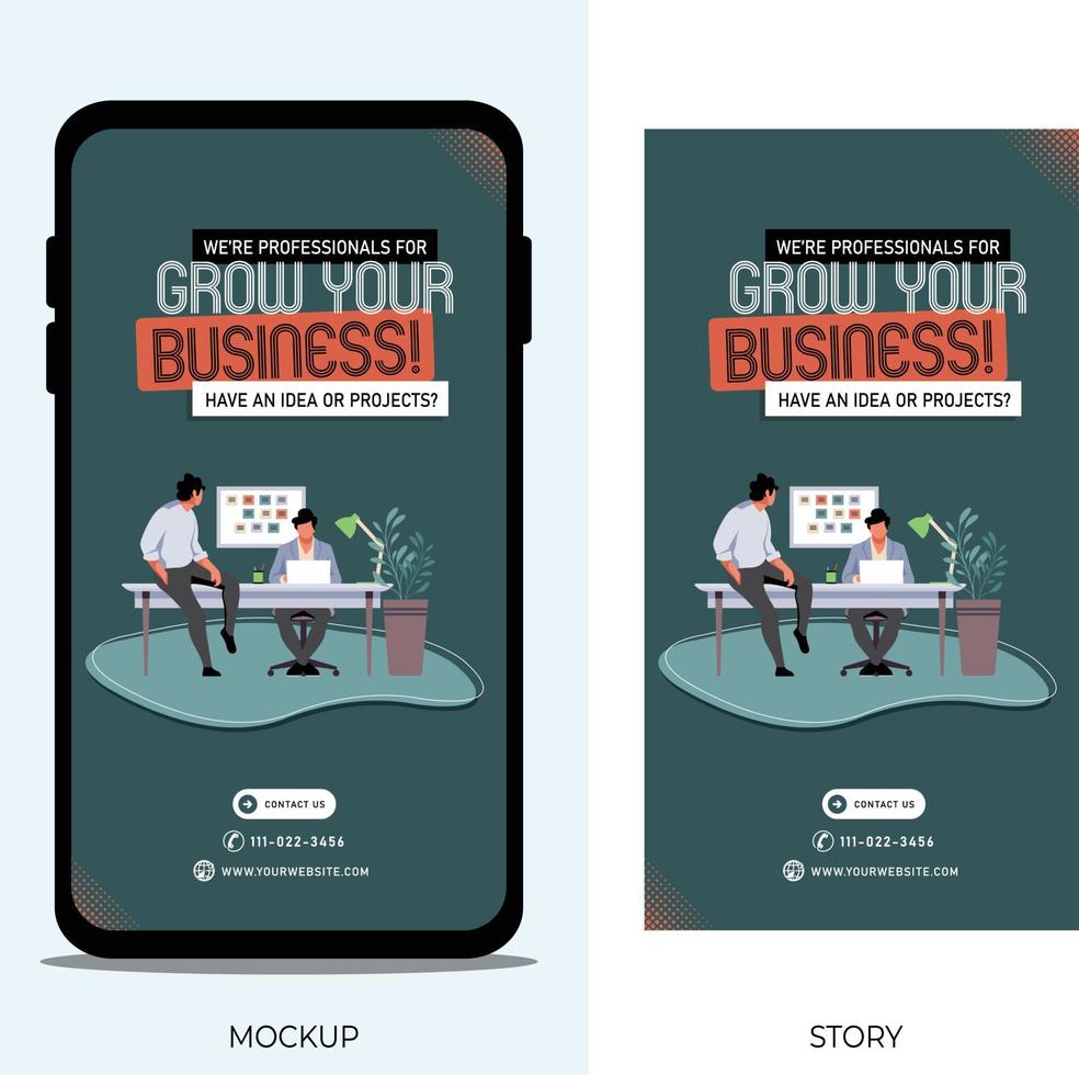 We grow your business vector for social media story
