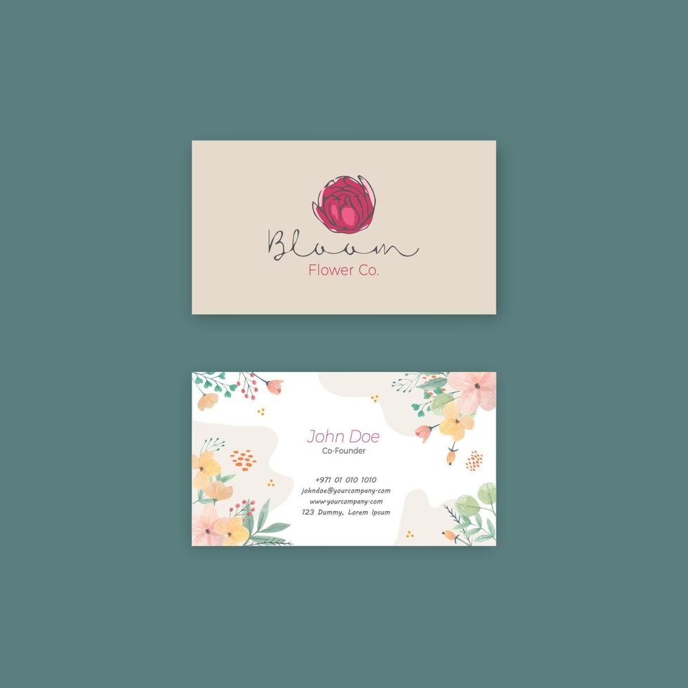 diseño de tarjeta de visita floral imprimible vector
