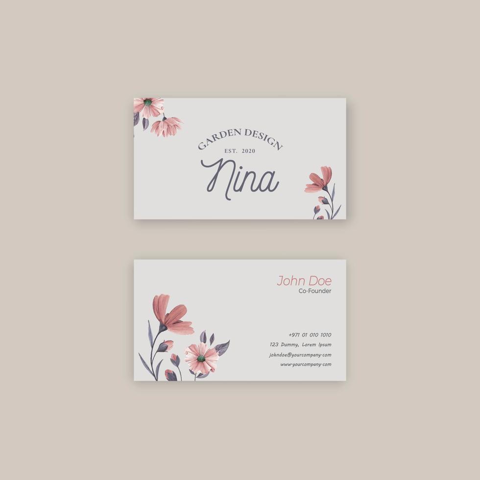 Minimal Floral Vector Business Card Design