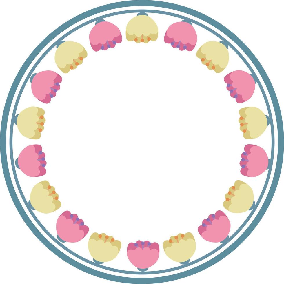 Beautiful flower pattern circular frame design, Border element with flower creation. vector