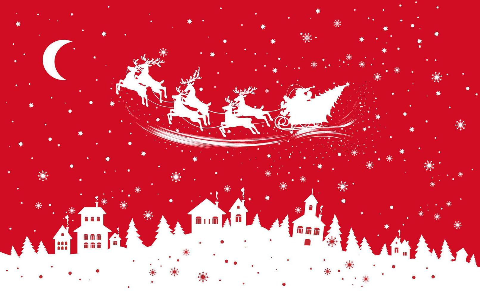 Christmas illustration with snowflakes on a red background. vector