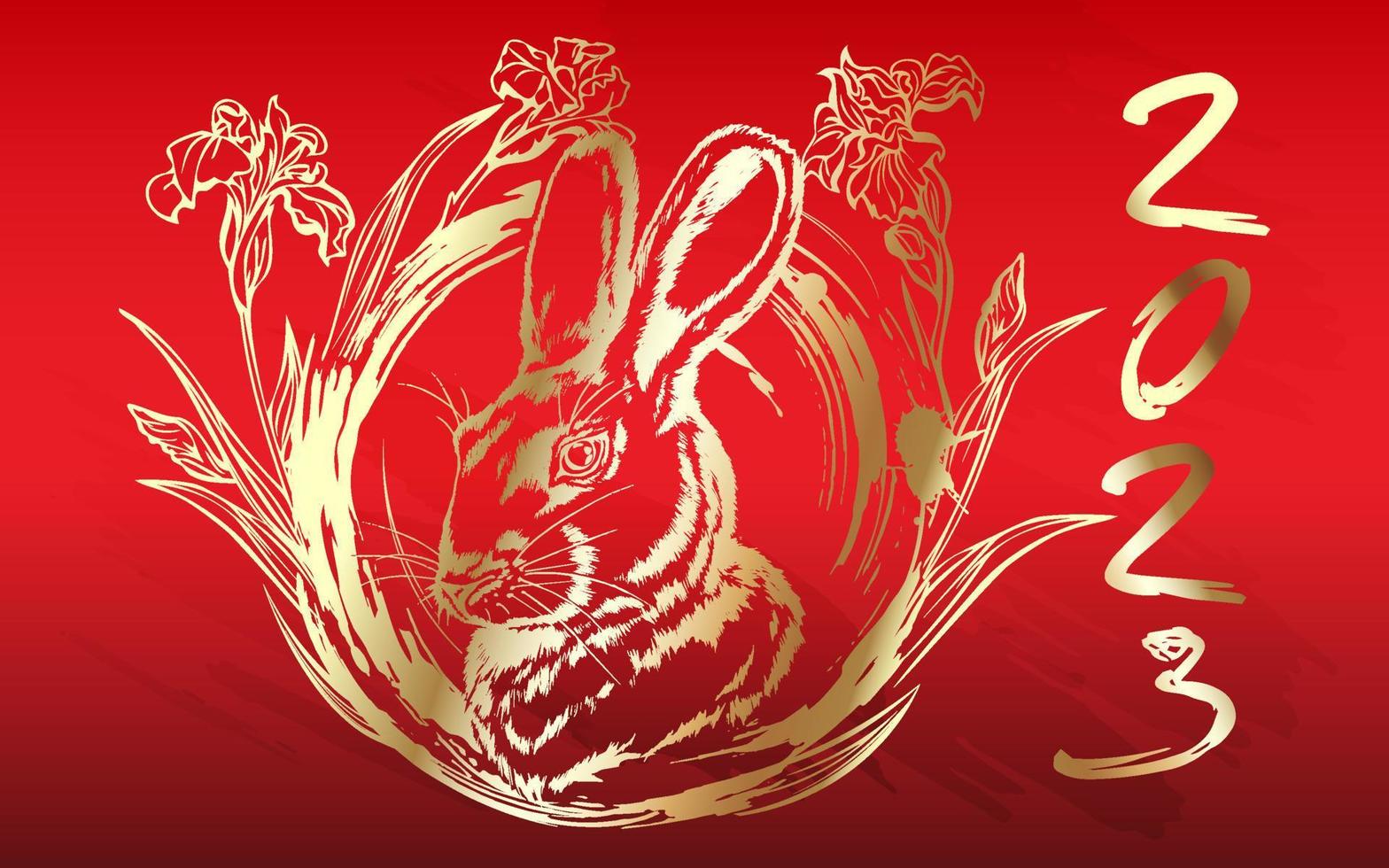Background of the celebration of the Chinese New Year 2023 under the zodiac sign of the rabbit. vector