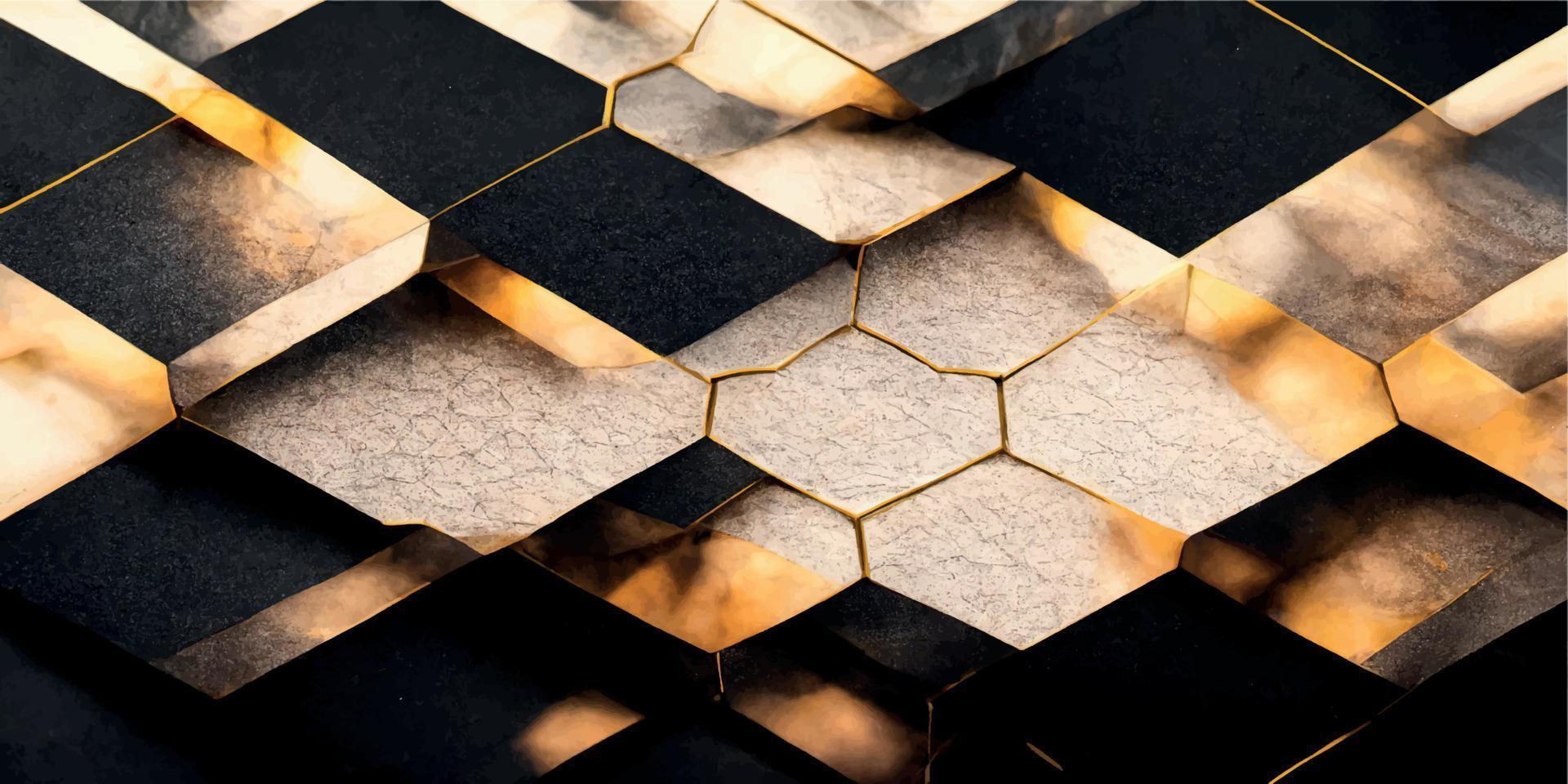 Black and gold geometric background vector