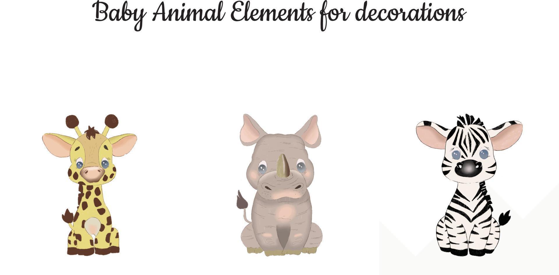Baby Animals Elements vector