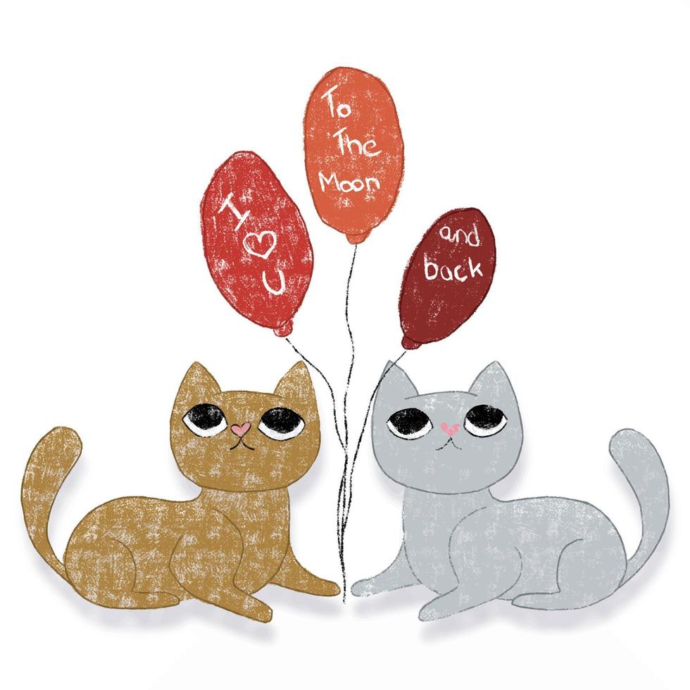 the cats couple vector