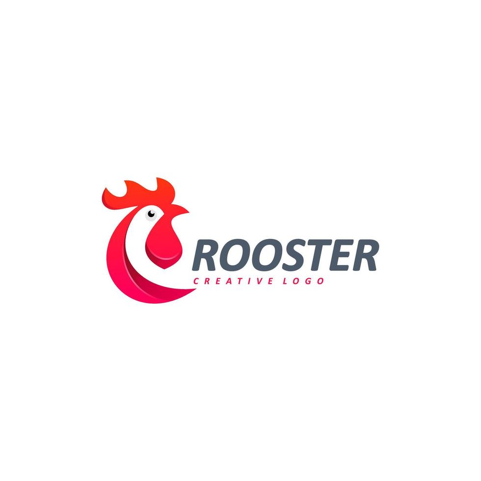 Vector Logo Illustration Rooster Simple colorful.