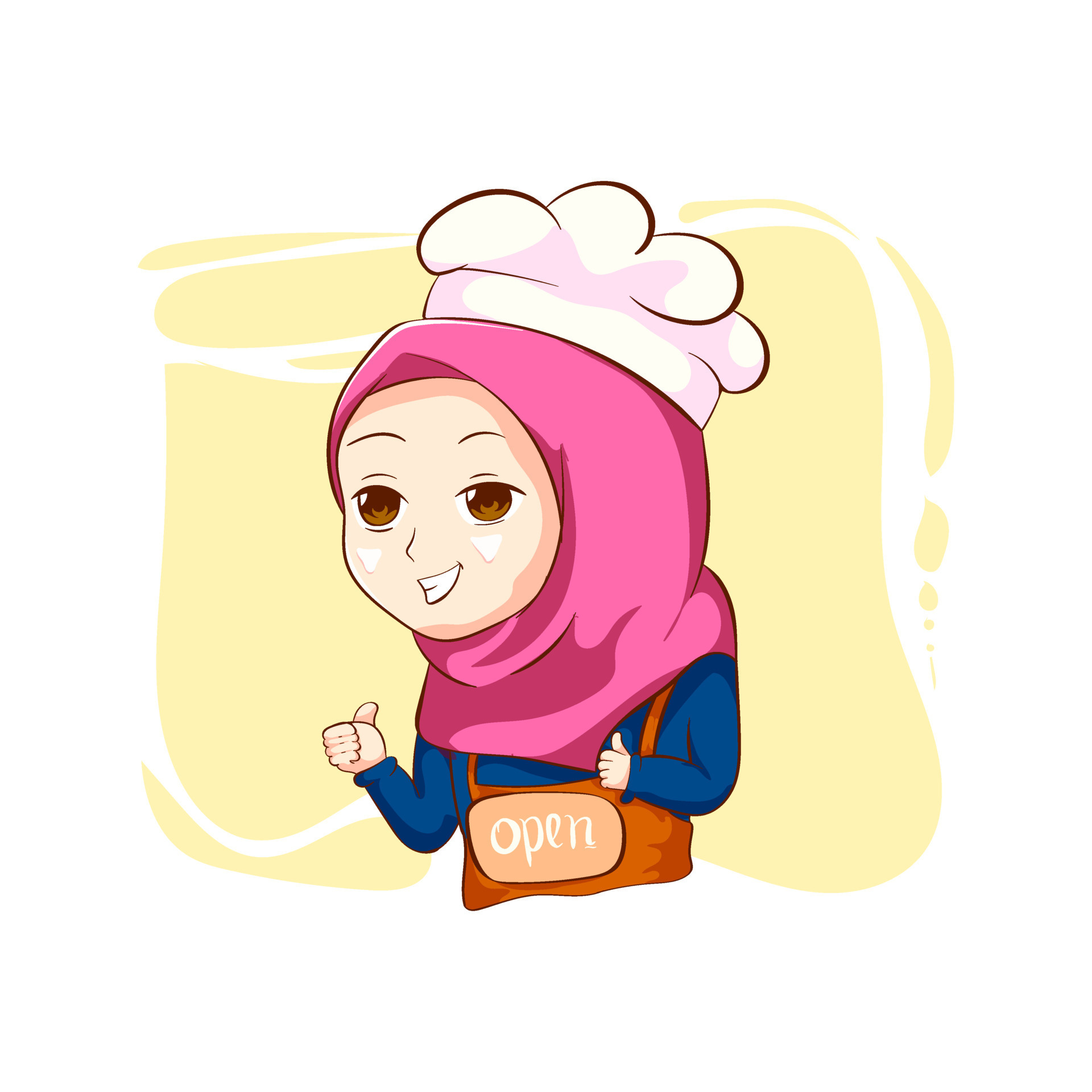 Premium vector l image of a cute woman hijab anime character being