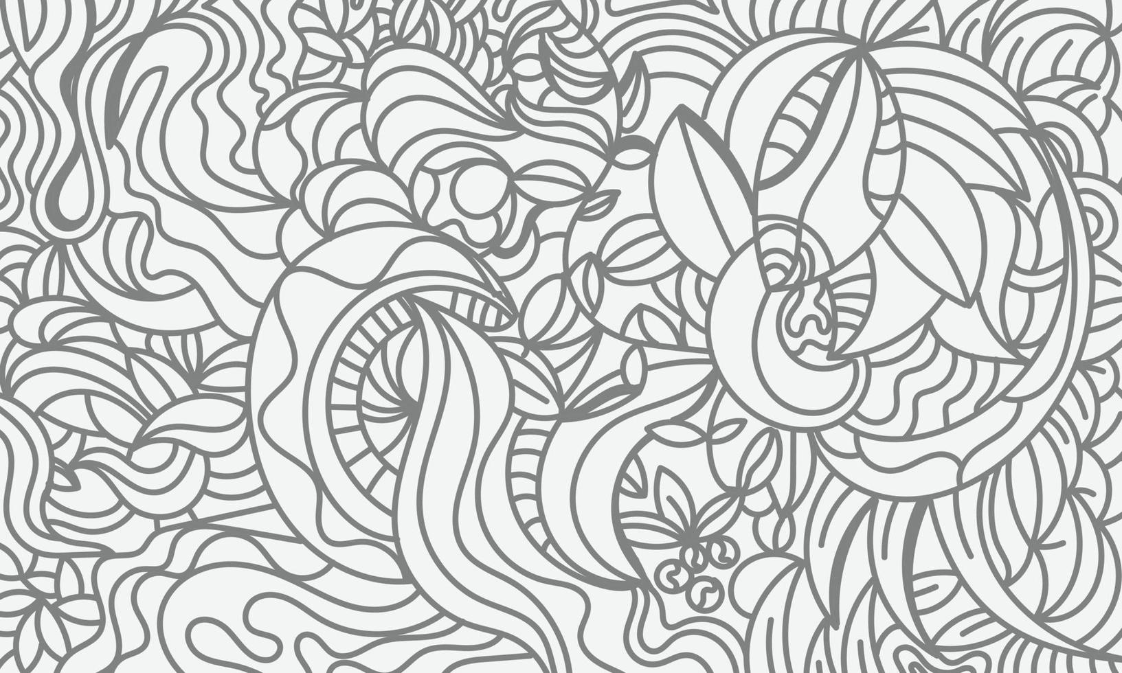 black white abstract hand drawing floral background vector illustration
