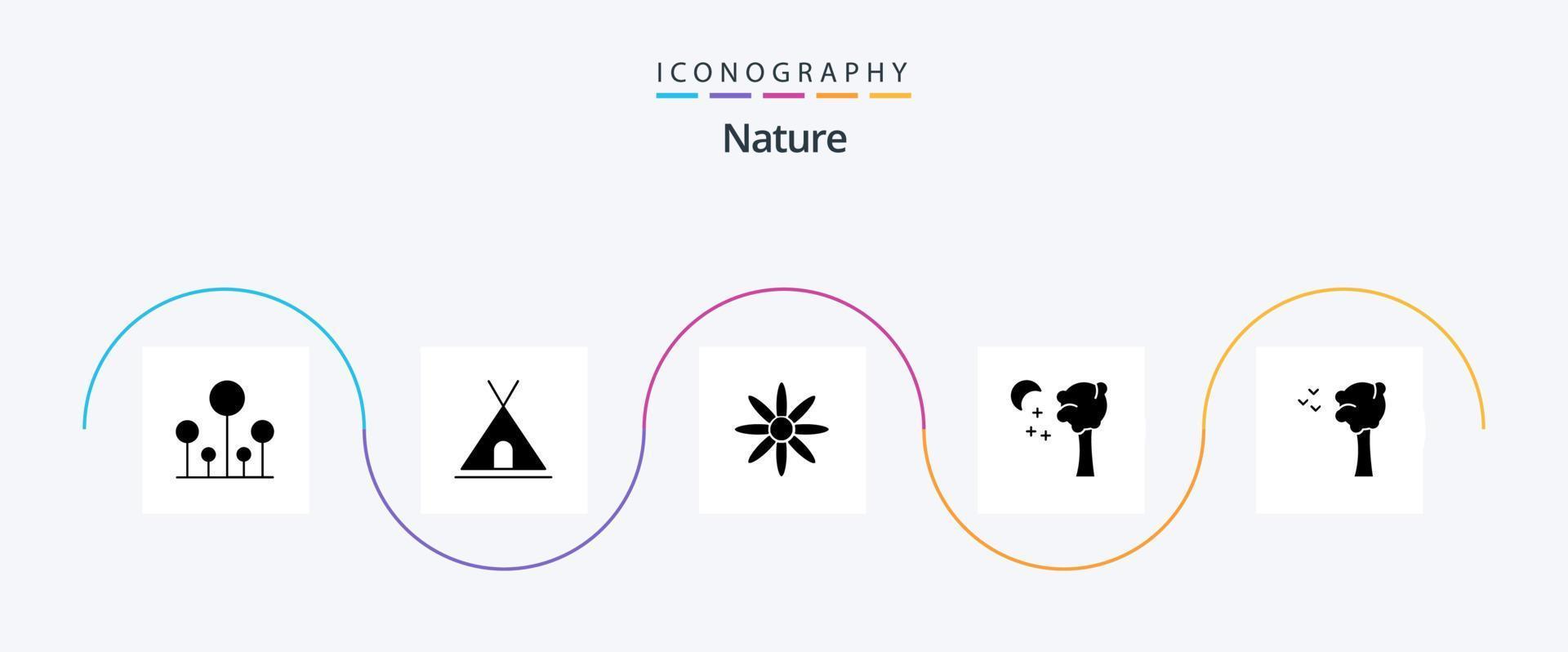 paquete de iconos de glifo de naturaleza 5 que incluye. aves. flor. cenador. naturaleza vector