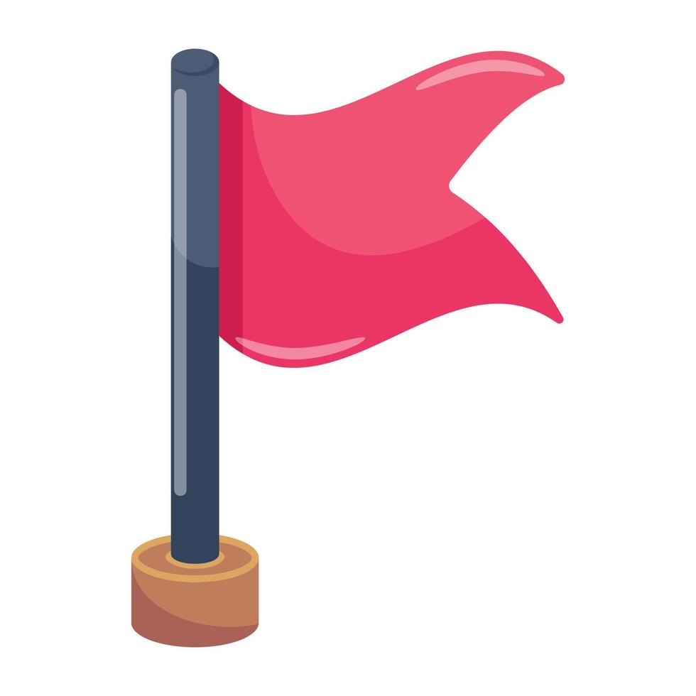 Get a flat icon of flagpole vector
