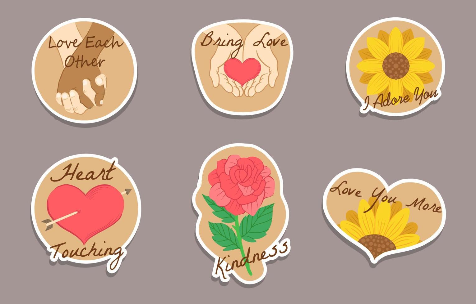 love sticker set affection vintage vector