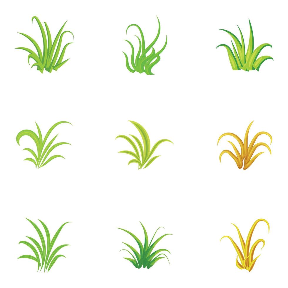 Set of Garden Grass Flat Vector Designs