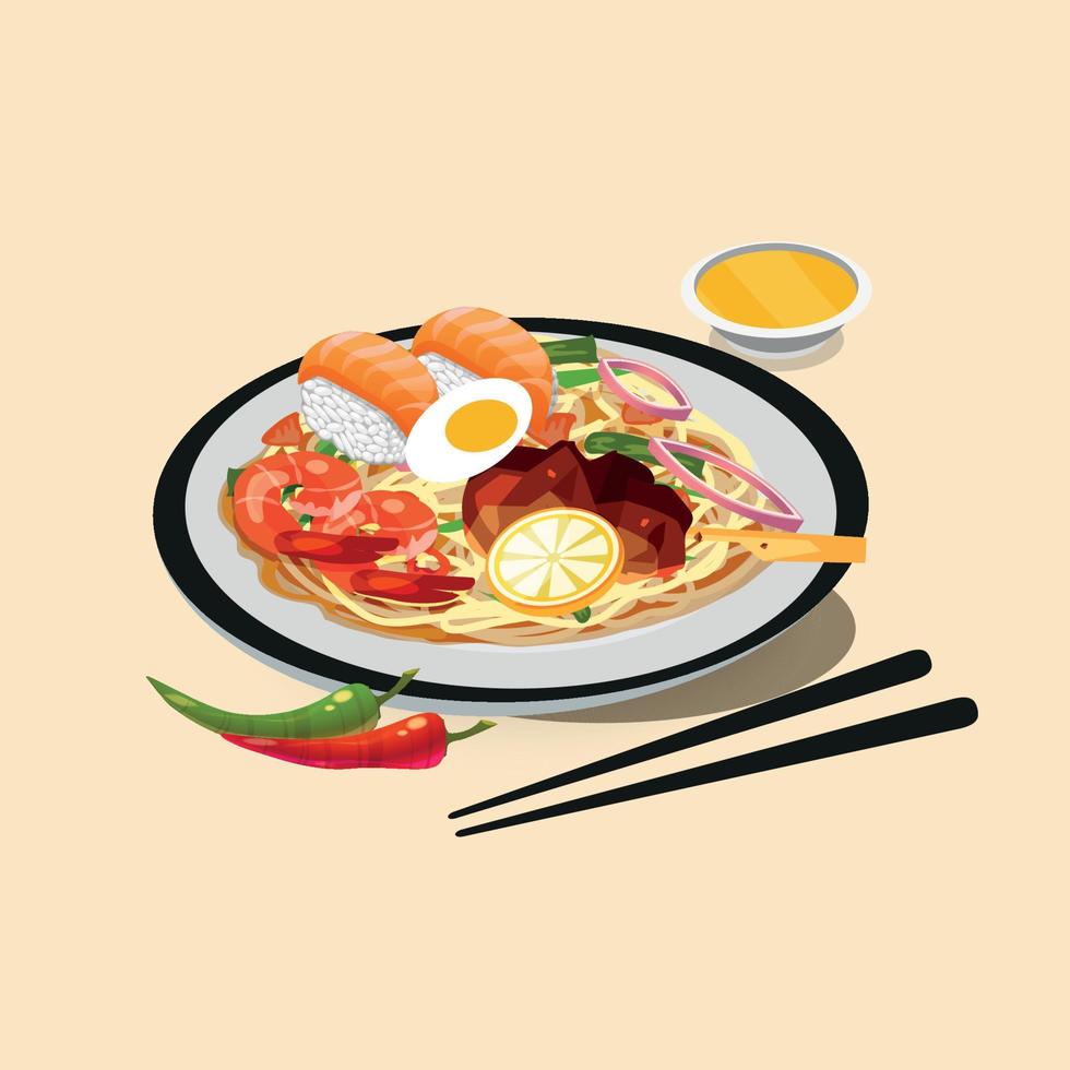 Healthy food and traditional restaurants, cooking, menu, vector illustration