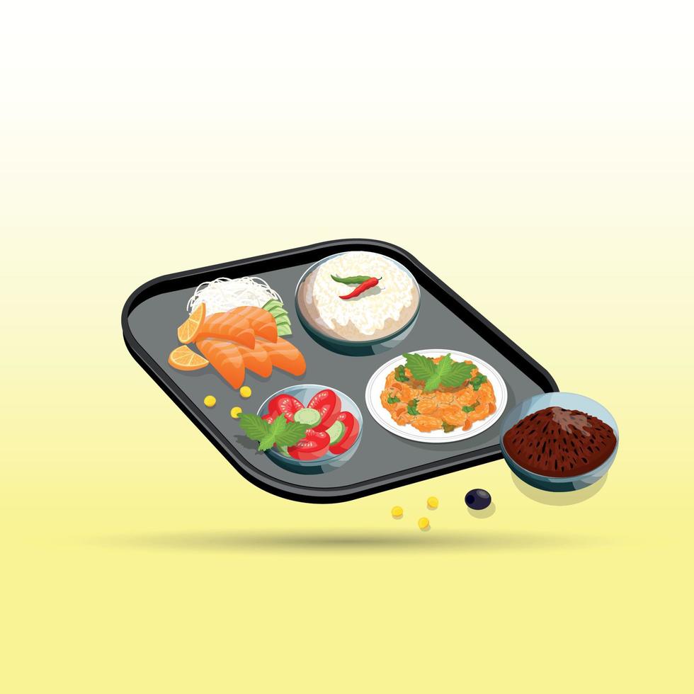 Healthy food and traditional restaurants, cooking, menu, vector illustration