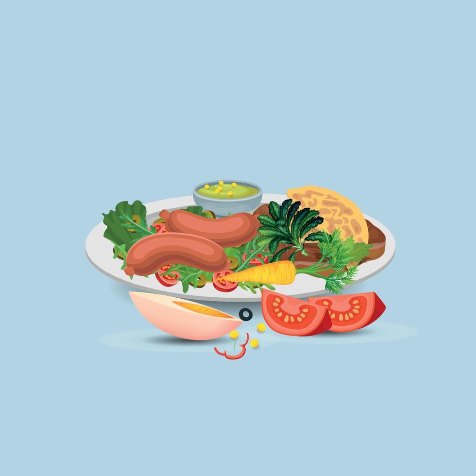 Healthy food and traditional restaurants, cooking, menu, vector illustration