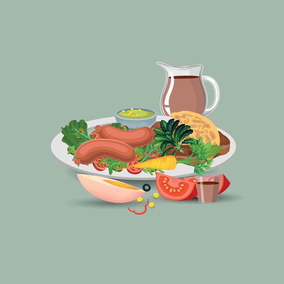 comida saludable y restaurantes tradicionales, cocina, menú, ilustración vectorial vector