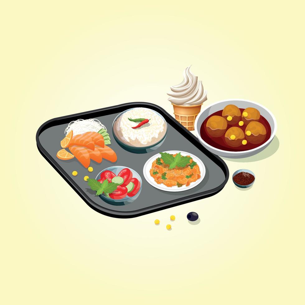 Healthy food and traditional restaurants, cooking, menu, vector illustration