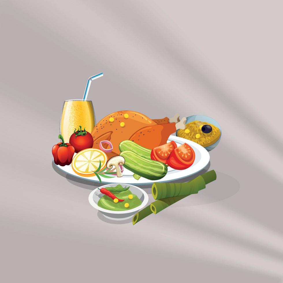 comida saludable y restaurantes tradicionales, cocina, menú, ilustración vectorial vector