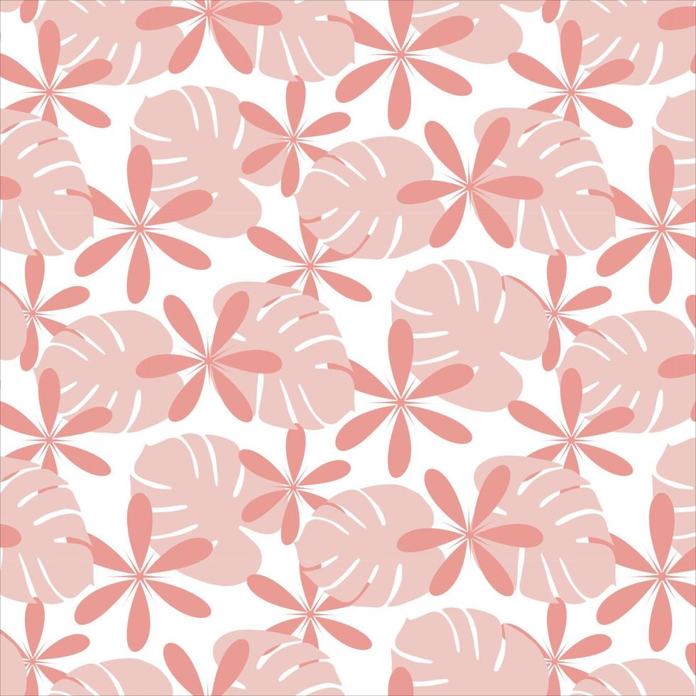 Colorful seamless pattern in trendy pink hues with hand drawn elements on a transparent background vector