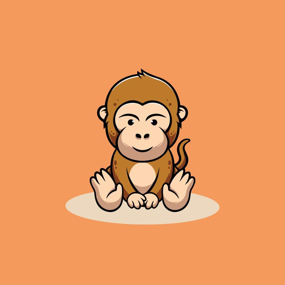 lindo mono sonriente ilustración de dibujos animados vector