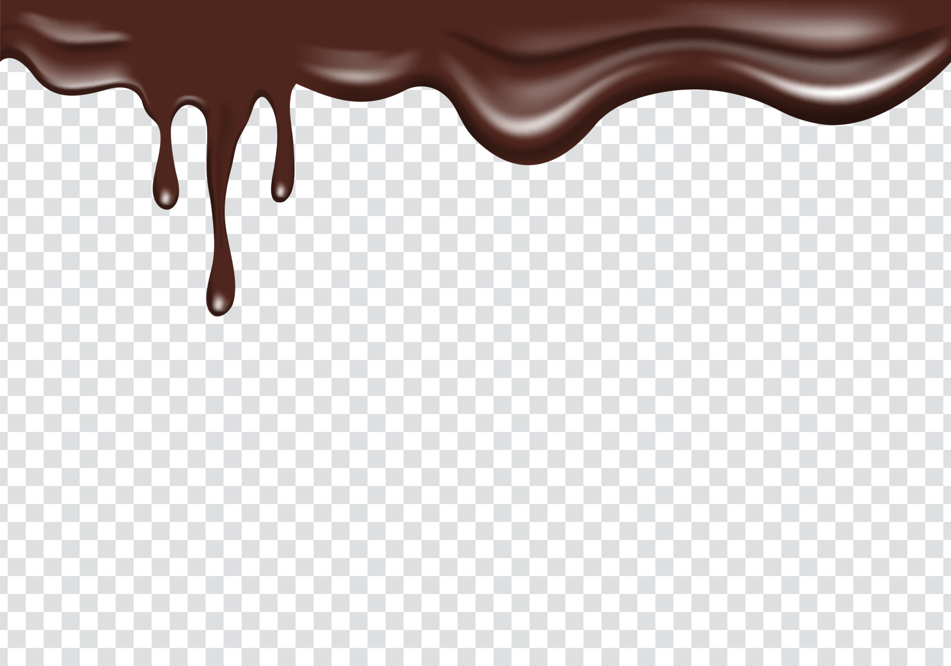 realistic chocolate liquid flowing spreading from top border. top