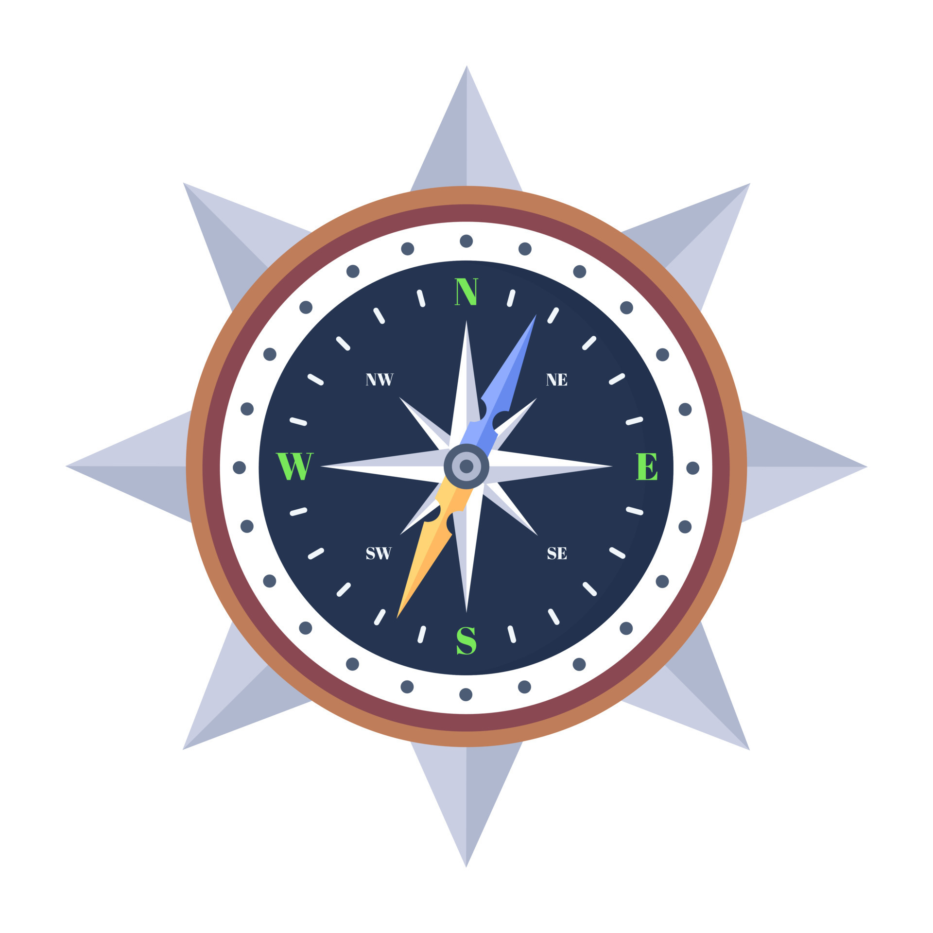 Trendy Compass Rose 16744530 Vector Art at Vecteezy