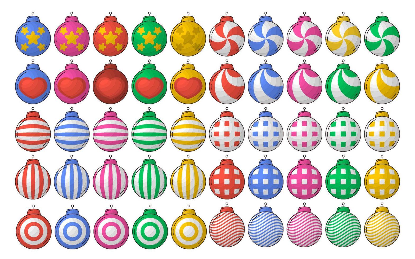 conjunto de adornos de bolas de navidad vector